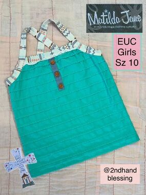 Matilda Jane This is the Life Tank Top, Sz 10, Teal, Criss Cross Straps